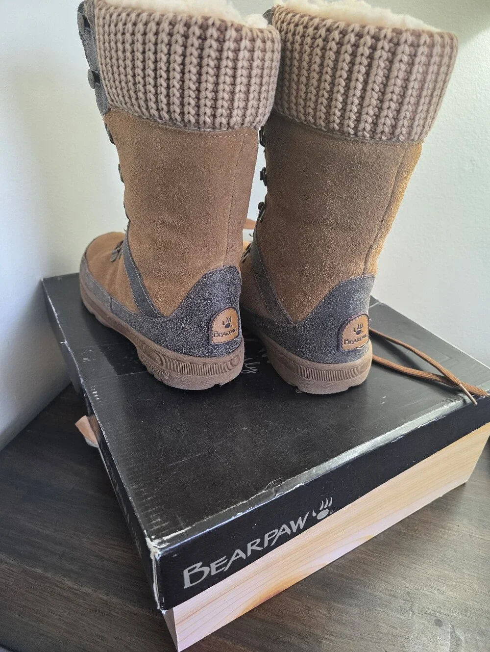 Bear Paw Women's Tan Faux-Shearling Lace-Up Winter Bootsw